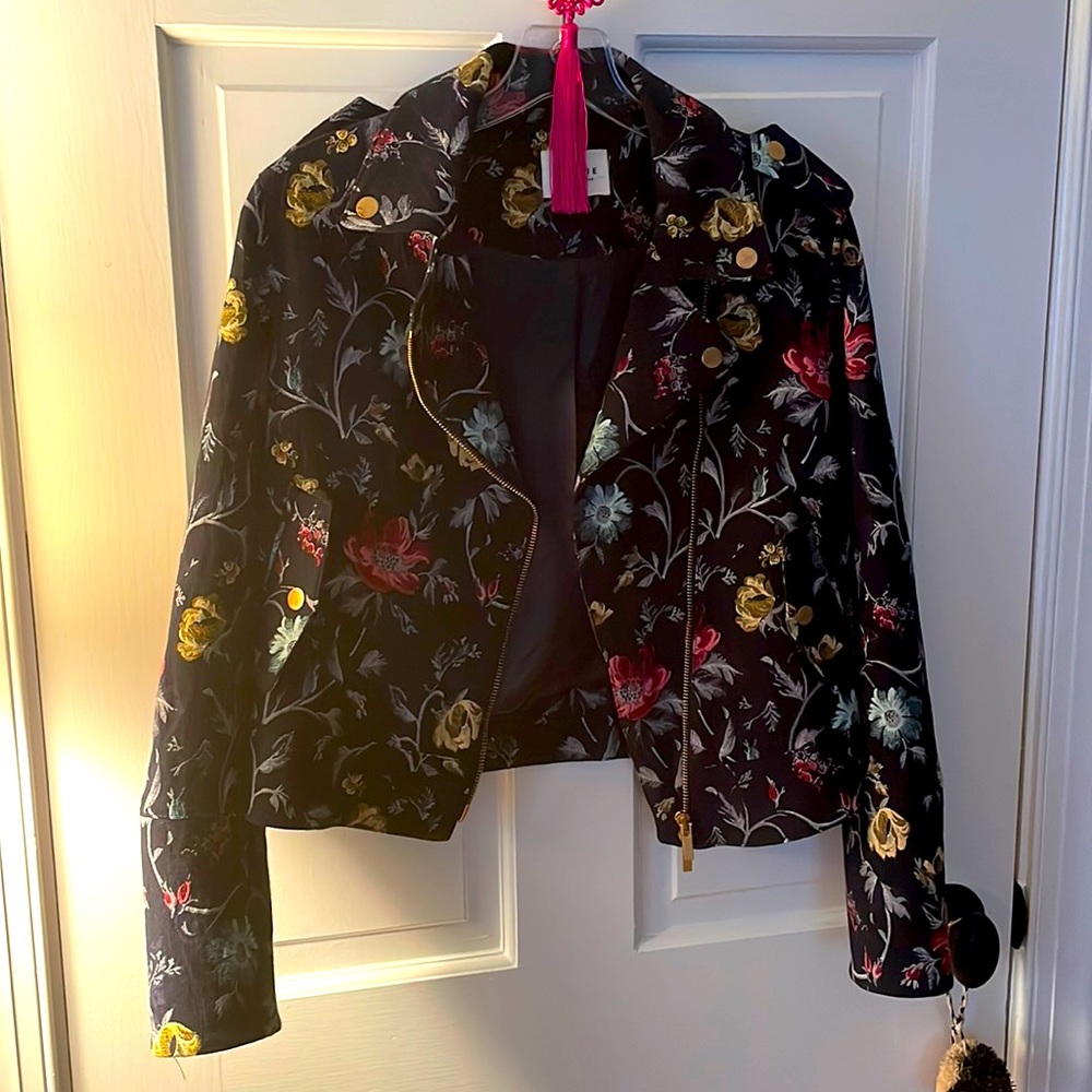 Sezane floral motorcycle Zigg jacket 36 💋